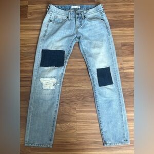 Artisan de Luxe patchwork and distressed denim Low rise Size 24 Cropped